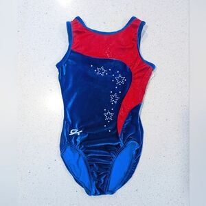 BEAUTIFUL GI Elite Gymnastics Dance Leotard Adult Extra Small PATRIOTIC Velour